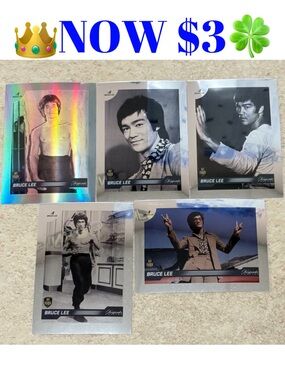All 5 Bruce Lee Dragon 2024 Silver Chrome Refractor MMA Movie Cards BV $50